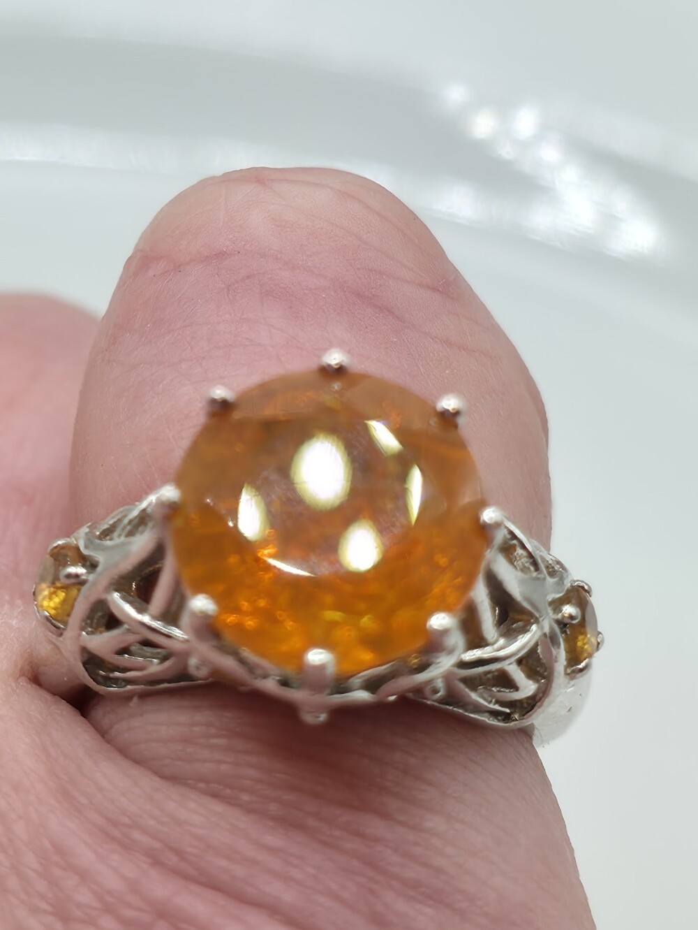 Rare Victoria Wieck Vivid Rutilated Orange Citrine Ring - Picture 10 of 10
